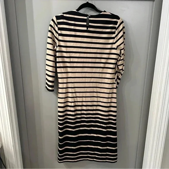 J McLaughlin Striped Catalyst Dress Catalina Tan and Black Abstract Size Medium - Picture 6 of 6